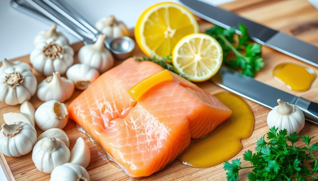 Garlic Lemon Salmon Preparation Tools