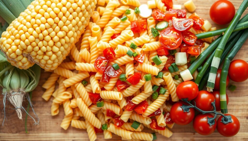 Fresh Corn Pasta Salad Ingredients