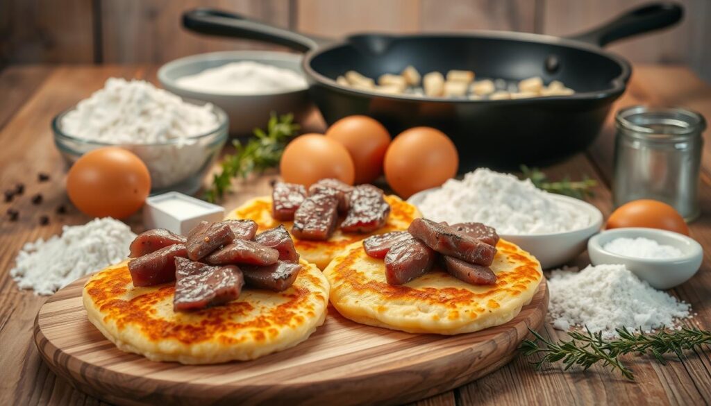 Ingredients for Potato Beef Pancakes