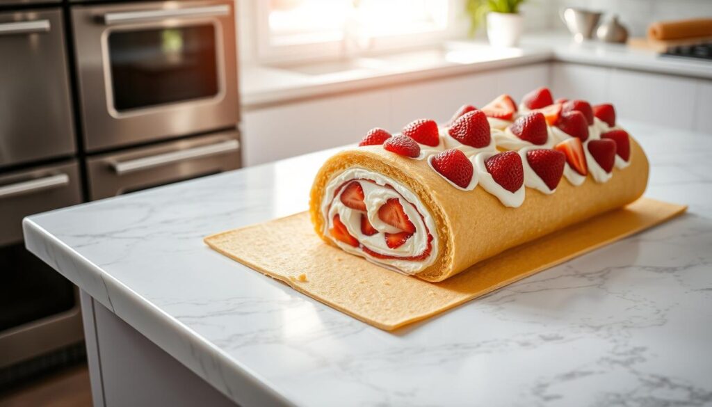 Strawberry Cream Cake Roll Preparation